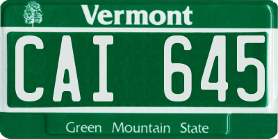 VT license plate CAI645