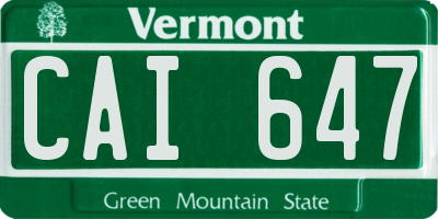 VT license plate CAI647