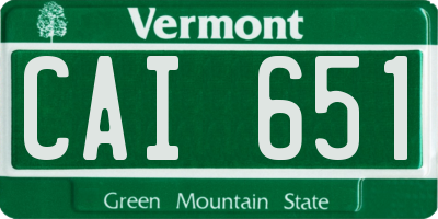 VT license plate CAI651