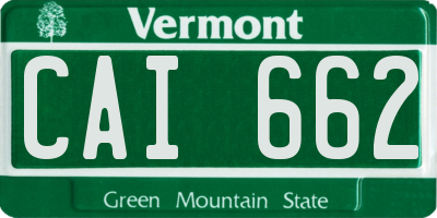 VT license plate CAI662