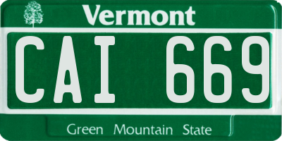 VT license plate CAI669