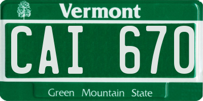 VT license plate CAI670