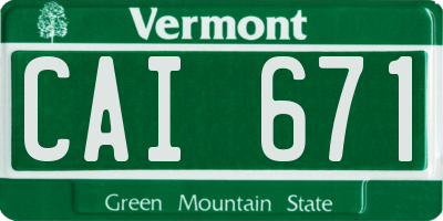 VT license plate CAI671
