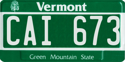VT license plate CAI673