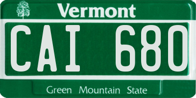 VT license plate CAI680