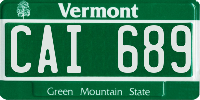 VT license plate CAI689
