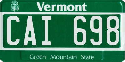 VT license plate CAI698