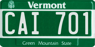 VT license plate CAI701