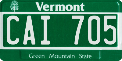 VT license plate CAI705