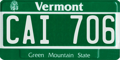 VT license plate CAI706