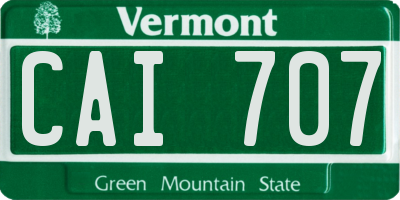 VT license plate CAI707