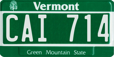 VT license plate CAI714