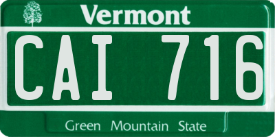 VT license plate CAI716