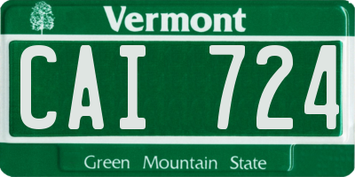 VT license plate CAI724