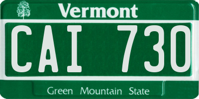 VT license plate CAI730