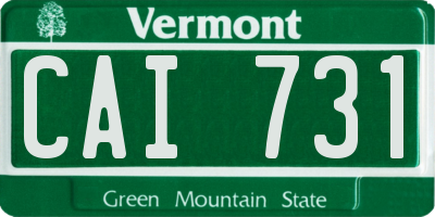 VT license plate CAI731