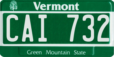 VT license plate CAI732