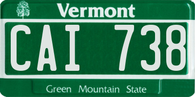 VT license plate CAI738