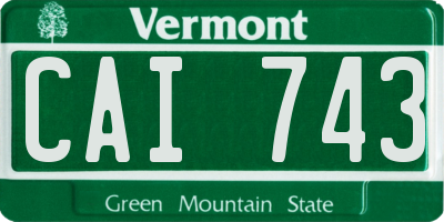 VT license plate CAI743
