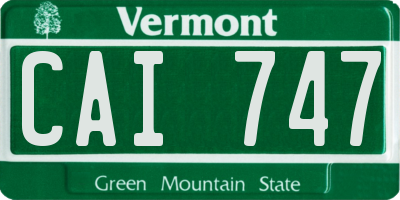 VT license plate CAI747