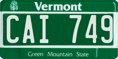 VT license plate CAI749