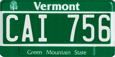 VT license plate CAI756