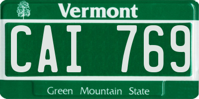 VT license plate CAI769