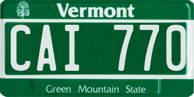 VT license plate CAI770
