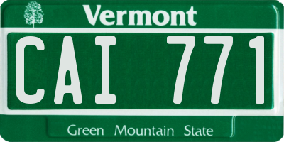 VT license plate CAI771