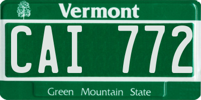 VT license plate CAI772