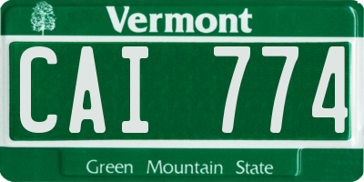 VT license plate CAI774