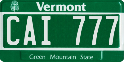 VT license plate CAI777