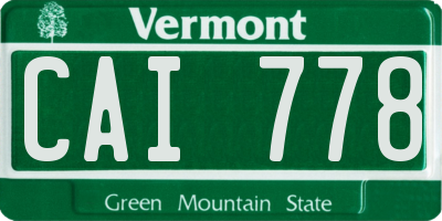 VT license plate CAI778