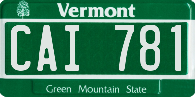 VT license plate CAI781