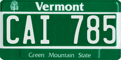 VT license plate CAI785