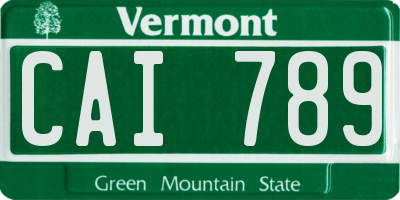 VT license plate CAI789