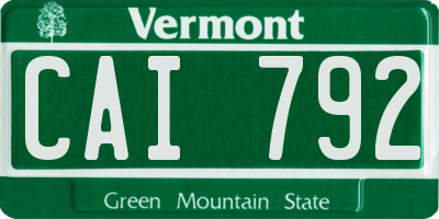 VT license plate CAI792