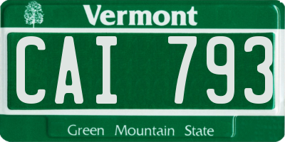 VT license plate CAI793