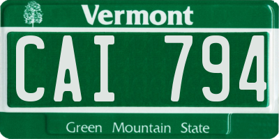 VT license plate CAI794