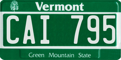 VT license plate CAI795