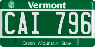 VT license plate CAI796