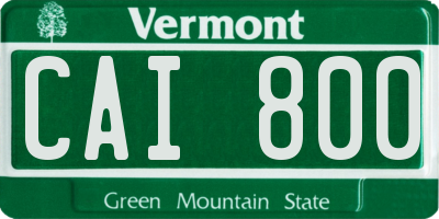 VT license plate CAI800