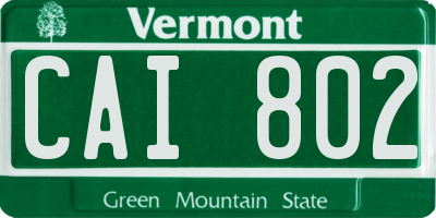 VT license plate CAI802