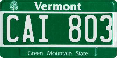 VT license plate CAI803