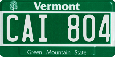 VT license plate CAI804