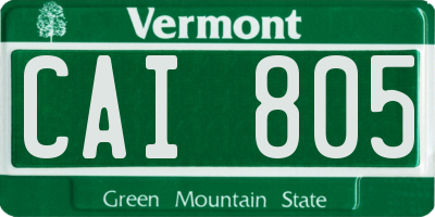 VT license plate CAI805