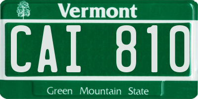 VT license plate CAI810