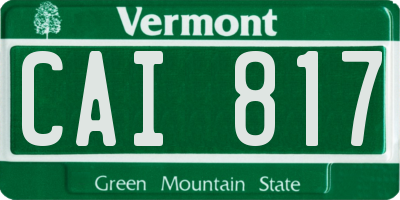VT license plate CAI817