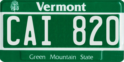 VT license plate CAI820