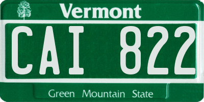 VT license plate CAI822